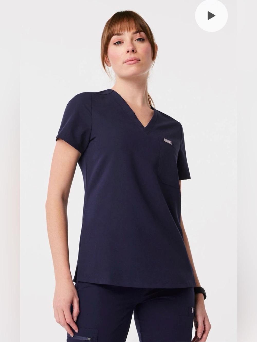 Figs Catarina One-Pocket Scrub Top in Navy